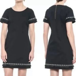 Coercion London Black Short Dress with Pockets and Fringe Trim NWT